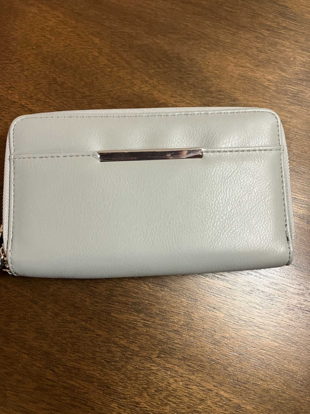 Kim Rogers Light Gray Zip-Around Wallet with Metal Accent